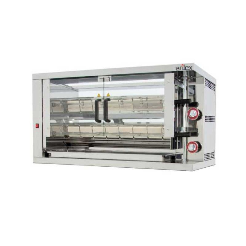 Rôtissoire professionnelle à gaz Arilex 2 broches – 14 kW – capacité 8 à 12 poulets – inox - Acier inoxydable 14/1 2ASG_0