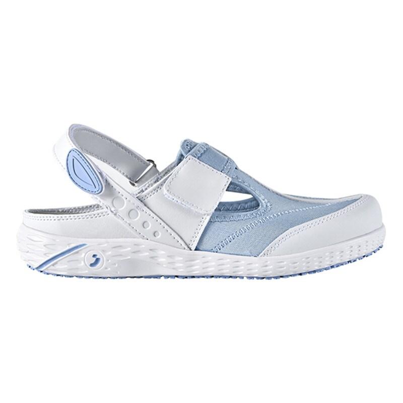 Safety Jogger - Sandales médicales végan avec assise plantaire amovible ALIZA blanc et bleu clair OB Blanc / Bleu Clair Taille 38 - 38 bleu matière_0