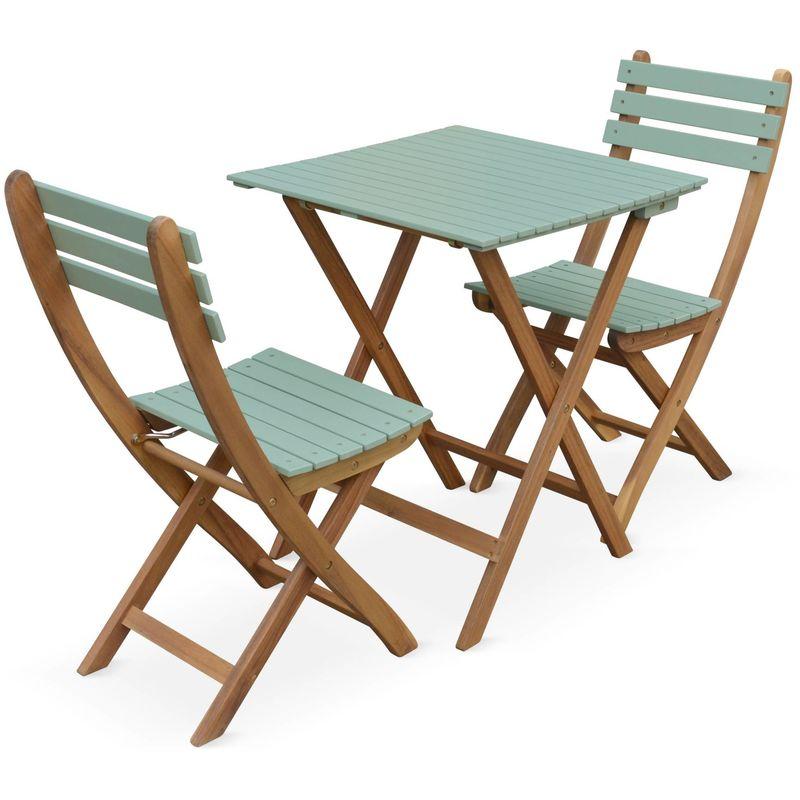 Table De Jardin Bistrot 60x60cm Barcelona Bois Vert De Gris