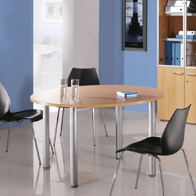 Table ronde ENSEMBLE - pieds en métal - Buronomic - fabriquée en France - passe-câble - diamètre 100 ou 120 cm_0