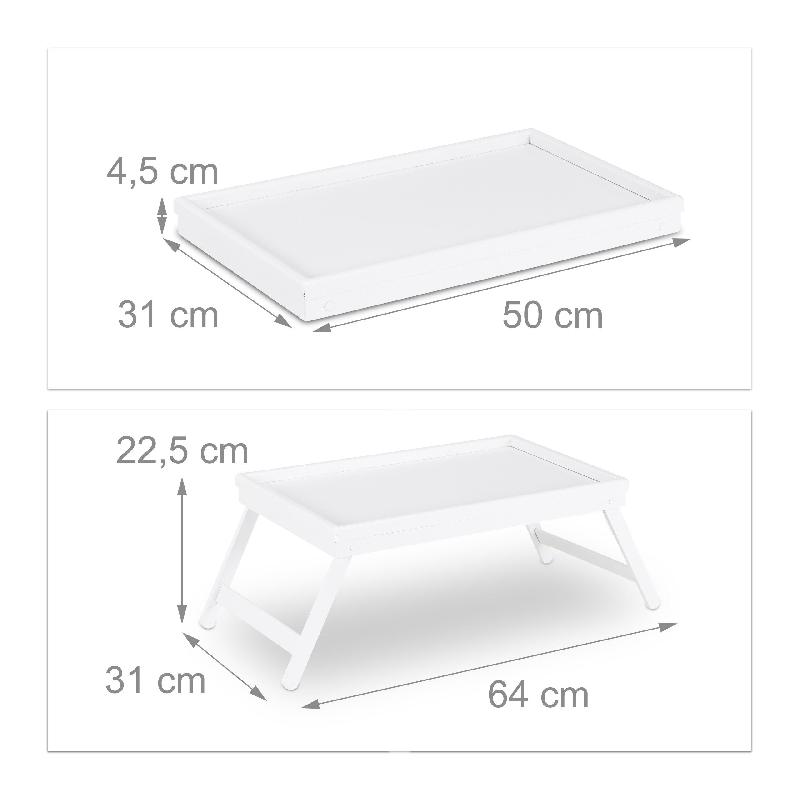 Tablette plateau de lit en bambou blanc - pliable - pieds rabattables - 13_0002744_0
