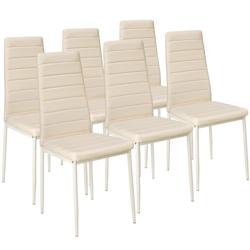 Tectake Lot de 6 chaises avec surpiqûre - beige -401852 - beige matière synthétique 401852_0