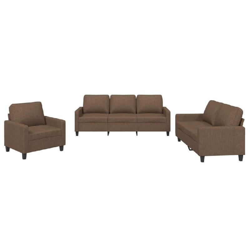 VidaXL Ensemble de canapés 3 pcs avec coussins Marron Tissu Modèle Oasis Pro - 3201431_0