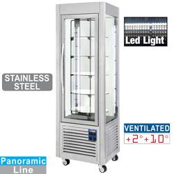 Vitrine réfrigérée panoramique inox - 5 plateaux tournants - 360 L - Sne/rn-a5_0