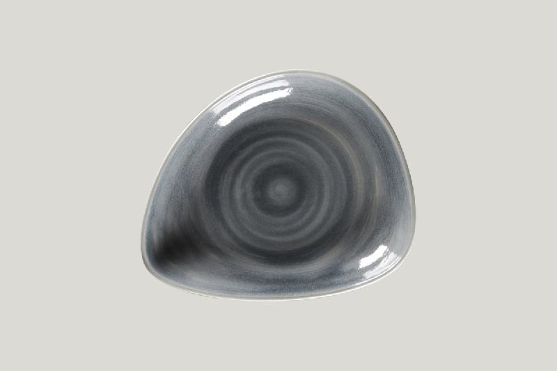ASSIETTE COUPE CREUSE TRIANGULAIRE GRIS PORCELAINE 24X19,6 CM RAKSTONE SPOT