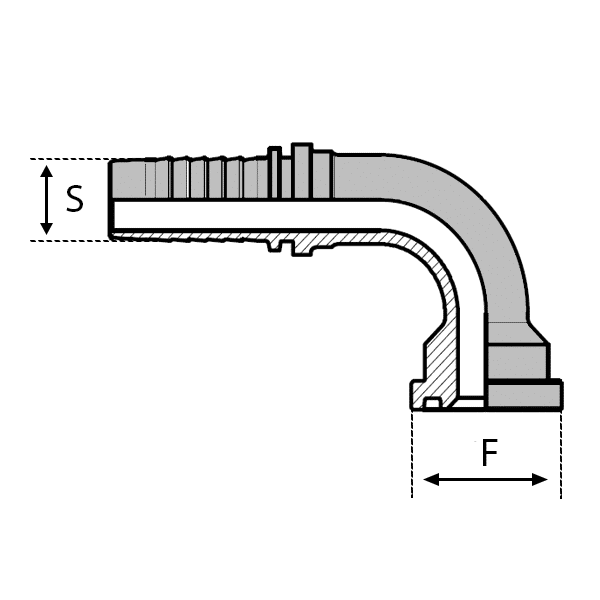 EMBOUT HYDRAULIQUE à BRIDE SERTIE POUR LE TRANSFERT D'HUILES HYDRAULIQUES HAUTE PRESSION - 3000 PSI - SéRIE LéGèRE - 90° (SFL90) / KOMATSU® (SFK90) - 16 , 1  , 25.4 , 16 , 1  , 44.5 , 8 - RéF  SCB3901616_0