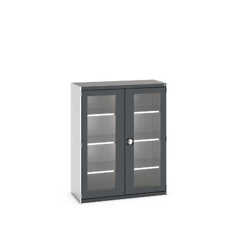 Armoire d'atelier Cubio SMFS-13516-1 - portes transparentes - 3 tablettes réglables - 1300x525x1600 mm_0
