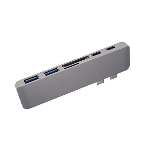 Hub multiport 6 en 1 - Adaptateur USB-C 3.1 gris avec Thunderbolt 3, USB 3.0 et lecteur de cartes SD/Micro_0