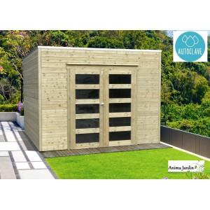 Abri de jardin en bois autoclave 19mm - S8741-1 - sans plancher, avec double porte et sécurité enfant_0