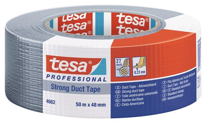Adhésif toilé Universal duct tape 4662 argent mat - rouleau TESA 50m x 48mm - imperméable et flexible_0