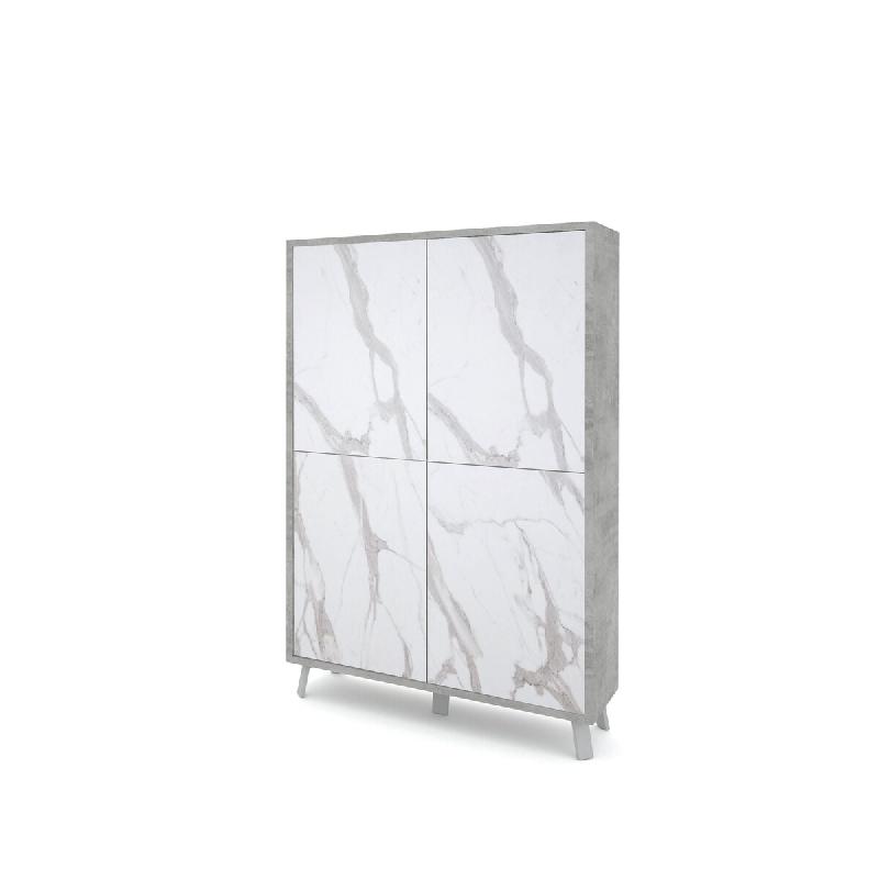 AQA Design Buffet haut VENBRUK en mélamine marbre ciment/calacatta L.108 P.41 H.161 MP07029 - multicolore Bois manufacturé MP07029_0