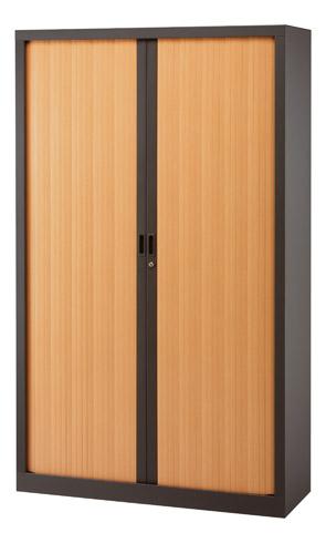 ARMOIRE À RIDEAUX MONOBLOC GENERIC H 198 X L 120 CORPS ANTHRACITE / RIDEAUX HÊTRE