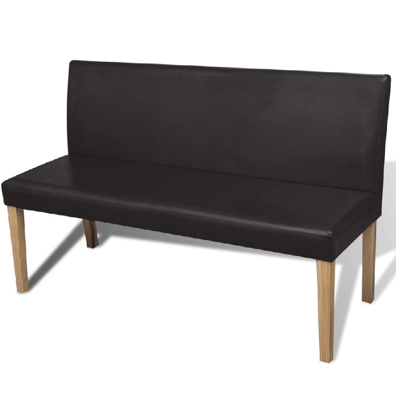 Banquette de salon - Banc 139,5 cm en similicuir marron foncé avec cadre en bois de pin massif_0