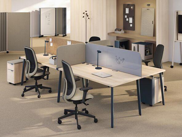 Bench 4 personnes NOMADE Clen ? 4 postes face à face, 140/160/180x80, goulotte incluse_0