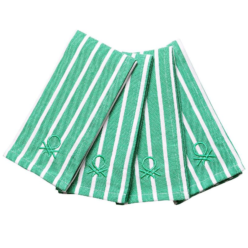 Benetton - Set 4Pc Serviettes de Table 33X45Cm 170Gsm 100% Coton Vert Foncé Tevere - vert BE291_0