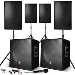 BM Sonic Système Sonorisation 4400W Complet, 4 Enceintes, 2 Subwoofers USB/BLUETOOTH CABLE PC + Pieds, Prestations, Micro SONO DJ PA BAR - 3666638037_0