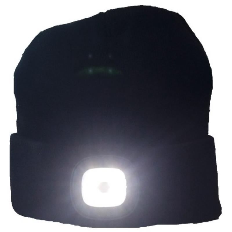 LIGHTHOUSE : Bonnet avec frontale LED rechargeable. Noir