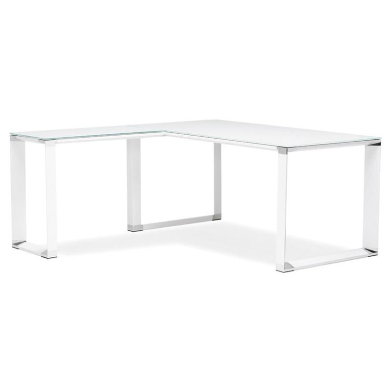 Bureau d'angle design Hovik 170cm blanc - Paris Prix - modulable avec protections pour sols_0
