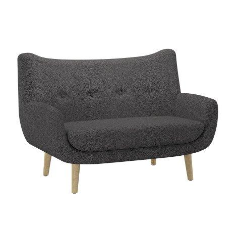 CANAPÉ 2 PLACES LUZE, PIEDS BOIS, TISSU GRIS