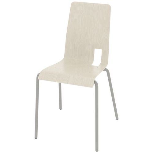 CHAISE COQUE SODA 4 PIEDS IXIA ACIER - BLANC PASTEL/GRIS ARGILE - RODET