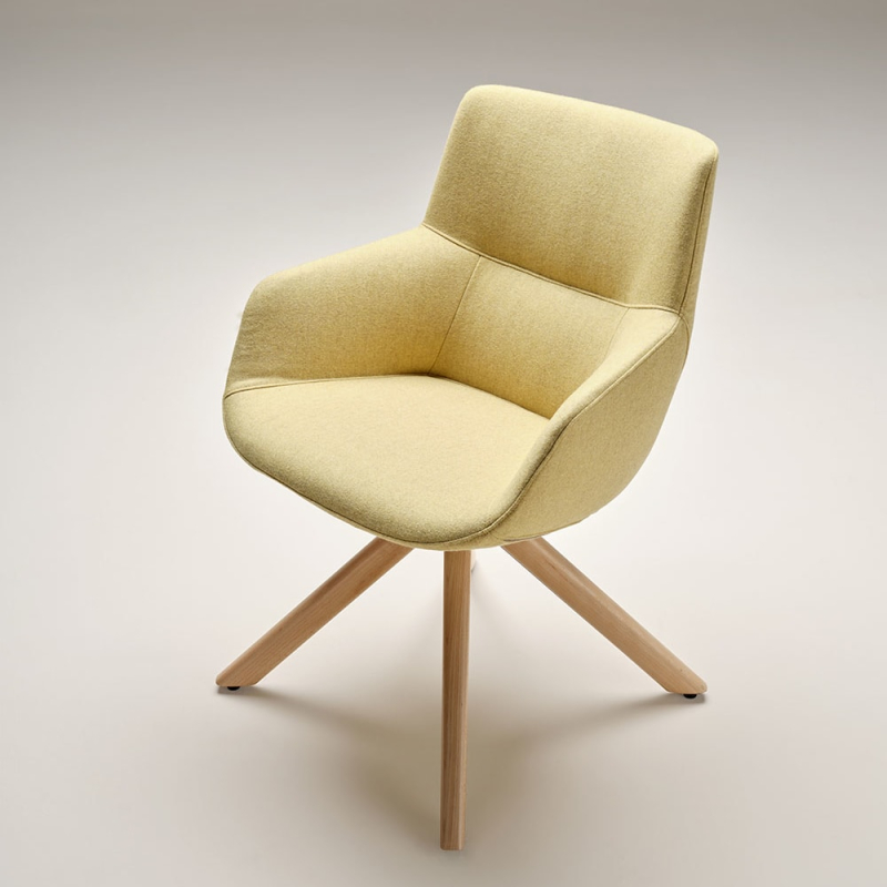Chaise pivotante tapissée BOW pieds bois_0