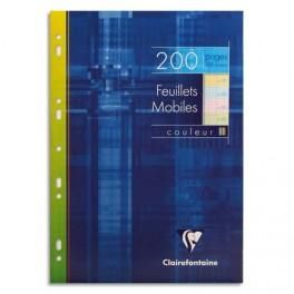 CLAIREFONTAINE ETUI 200 FEUILLETS MOBILES A4 SEYÈS-COLORIS ASSORTIS : 50 ROSE, 50 BLEU, 50 VERT, 50 JAUNE