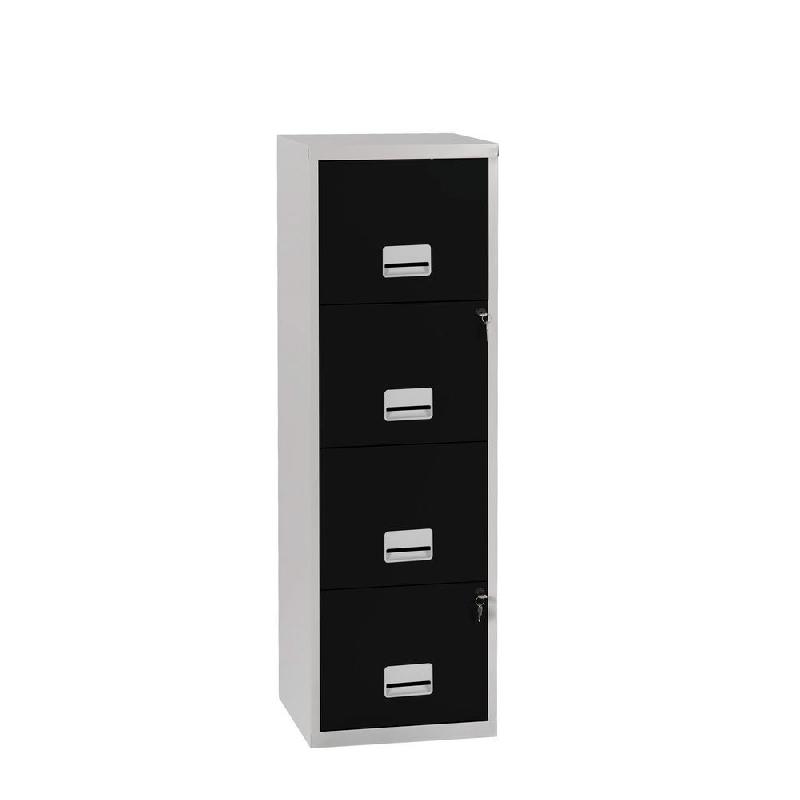 CLASSEUR PRATIC - 4 TIROIRS - METAL - CORPS ALUMINIUM - FAÇADES NOIRES