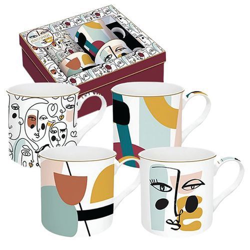 COFFRET 4 MUGS MODERNISM - COFFEE MANIA-EASY LIFE - EASYLIFE