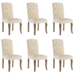 Décoshop26 - Set de 6 chaises de salle à manger en tissu beige capitonné et bois DEC025662 - beige 3000255376360_0