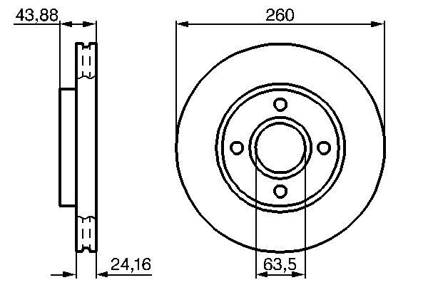 Disque de frein Bosch 0986478671 - ventilé - boîte de 2 disques - 4 trous - épaisseur 24,2 mm_0