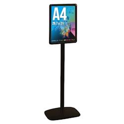 Edimeta Porte-affiches / Porte-messages vertical Cadro-Clic® A4 double-face pied 133 cm noir - noir aluminium 214026NR_0