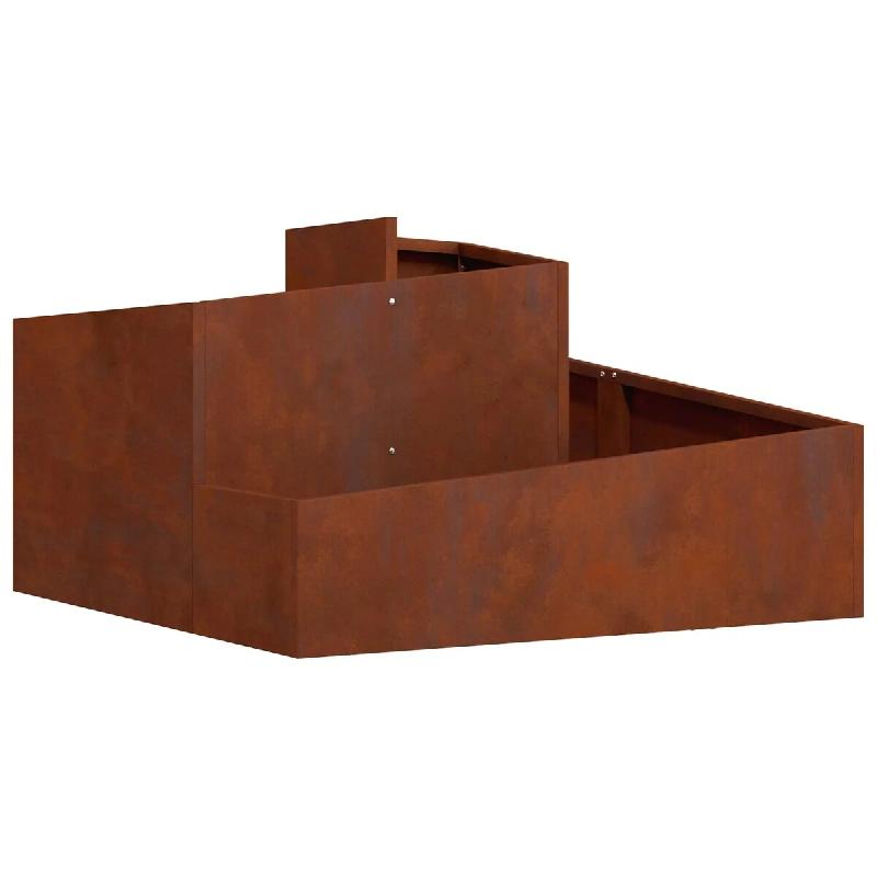 Helloshop26 - Cache-pot de jardin modernisé 80 x 80 x 50 cm extérieur durable style industriel en acier marron 02_0052224 - marron métal 3000237306064_0
