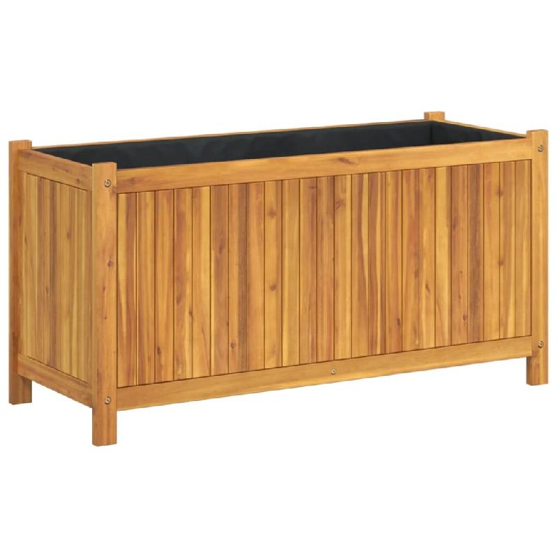 Helloshop26 - Jardinière bac lit surélevé plantes fleurs terrasse jardin avec doublure 99,5 x 38 x 50 cm bois massif d'acacia marron 02_0038147 - 3_0