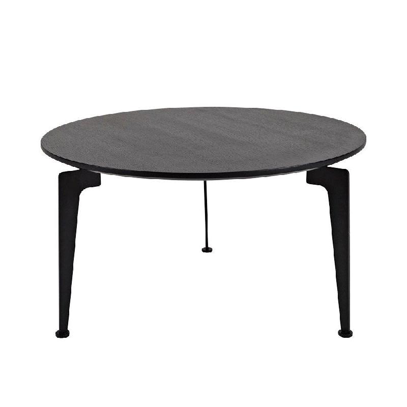 Table basse design scandinave Laser taille L noire - plateau plaqué chêne noir et structure en chêne teinté noir_0