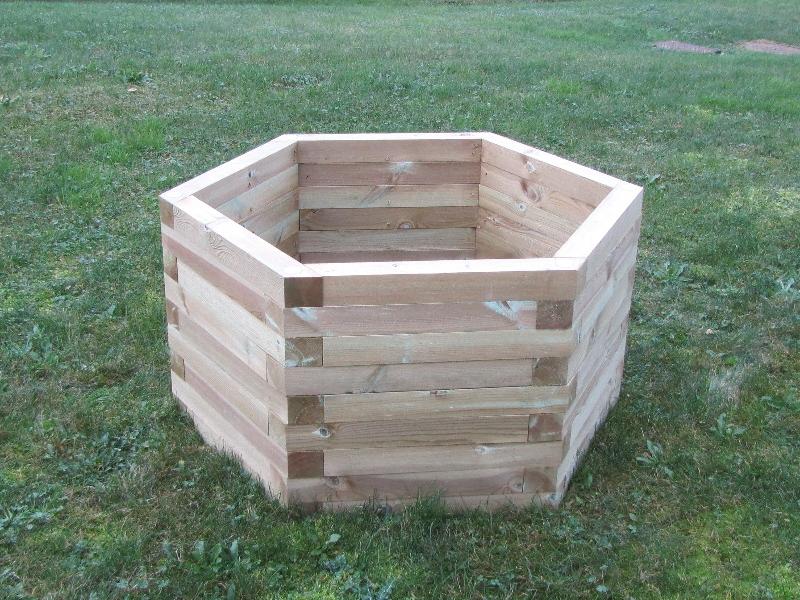 Jardinière hexagonale en pin - diamètre 120 cm - hauteur 60 cm_0