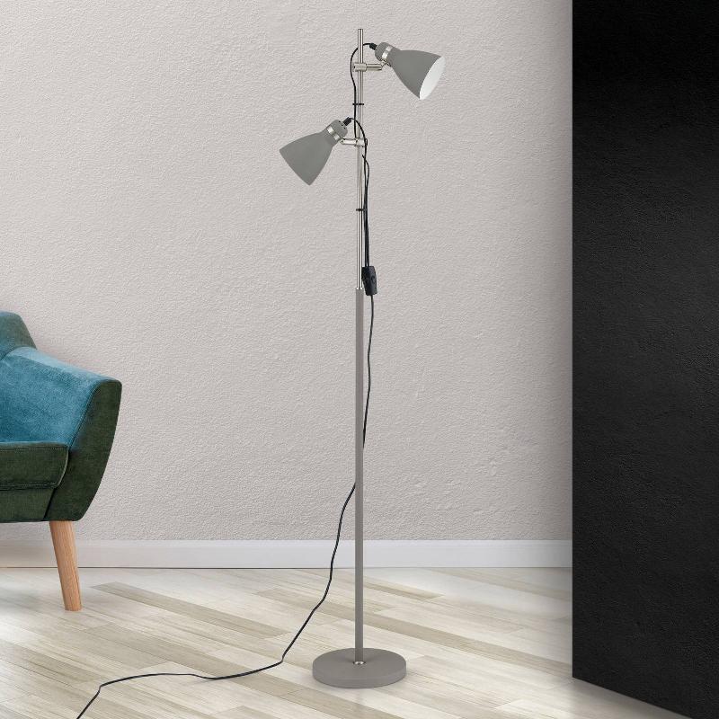 ORION LAMPADAIRE SCHOOL AVEC DEUX SPOTS, GRIS
