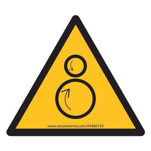 LOT DE 3 - PANNEAU DANGER - ROULEAUX CONTRAROTATIFS - W025 - ISO 7010 VINYLE 200 MM