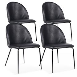 Oviala Business Lot de 4 chaises en textile enduit noir - noir textile 108100_0