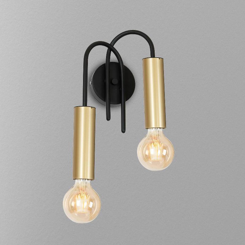 LUMINEX APPLIQUE MURALE AIDAN, NOIR/LAITON, À 2 LAMPES