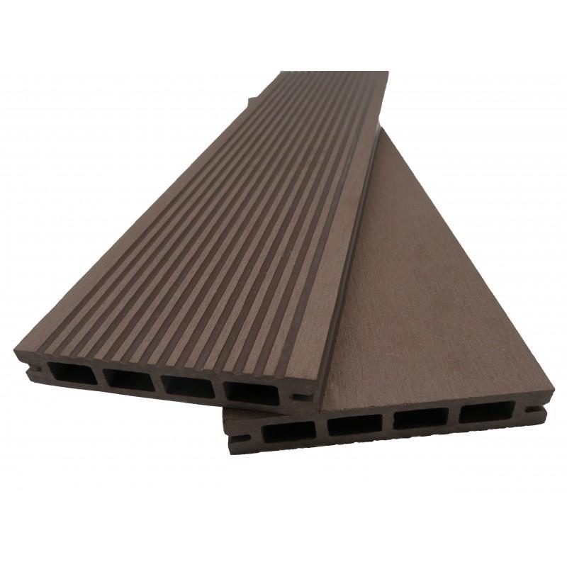 Pack 1 m² lame de terrasse composite Prima - Accessoires inclus (3 coloris : Chocolat, Redwood, Ebony) - Dimensions 2200mm x 12cm x 19mm - Surface couverte : 1m²_0