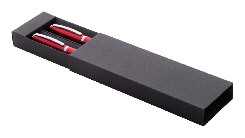 Parure stylo métal - Stylo roller et bille en aluminium recyclé avec boîte cadeau noire_0