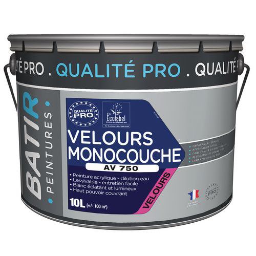 PEINTURE VELOURS MONOCOUCHE BATIR - AV750 10 L BLANC