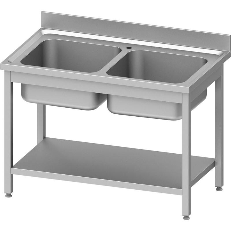 Plonge 2-bacs avec étagère basse 1200x600x850 mm à monter - P954586120_0