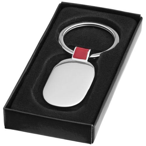 Porte-clé ovale Barto 11810402 - aluminium avec passant de couleur et boîte cadeau noire_0