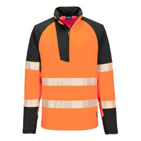 PORTWEST T172 PW3 HI-VIS SWEATSHIRT ZIPPÉ ORANGE/NOIR - TAILLE 4XL
