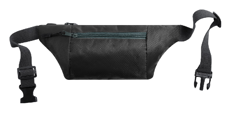 Sac banane publicitaire - 2 poches zippées - Ripstop - Couleur noire - 74g_0