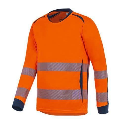 TEE SHIRT LONG LIFE ORANGE/MARINE MANCHES LONGUES S L - T2S