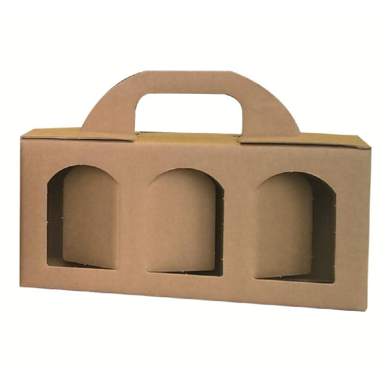Valisette kraft 3 pots carton 25x8x12 cm - par 10_0