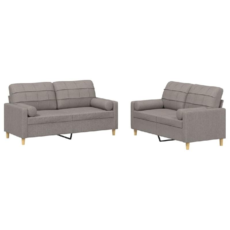 VidaXL Ensemble de canapés 2 pcs avec coussins taupe tissu Modèle Altéa Royale - 3201297_0