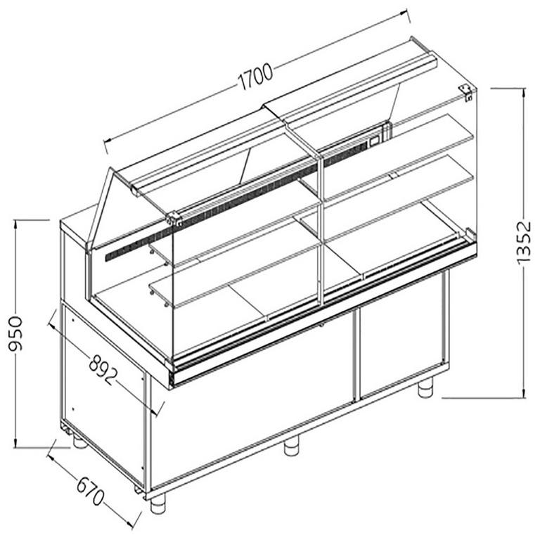 Vitrines réfrigérées ventilées pour les snacks vitres hautes avec groupe avec réserve - 1700x892x1382 mm - VA17X/R_0